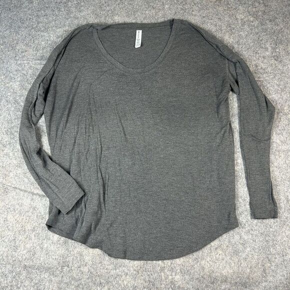 Athleta Cloudlight Stratus Top Womens Large Gray Long Sleeve Scoop Neck - Picture 1 of 7